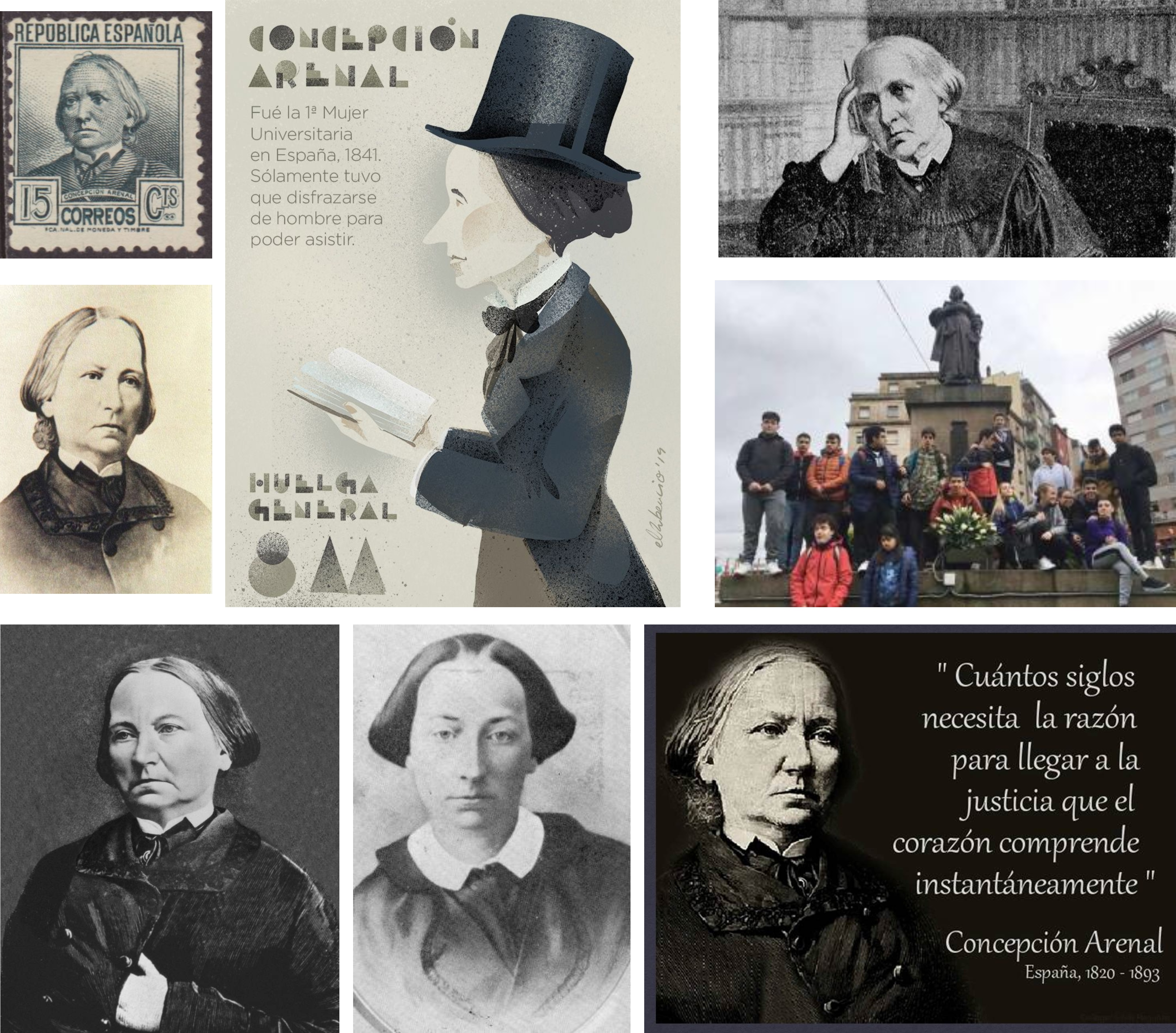 Collage siglo XIX: Concepción Arenal, realista y romántica